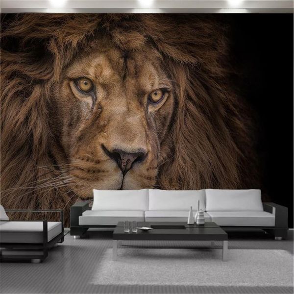 Decorazioni per la casa Carta da parati 3d HD Mighty Wild Animal Lion Soggiorno Camera da letto Sfondo Decorazione murale Sfondi murali Rivestimento murale324c