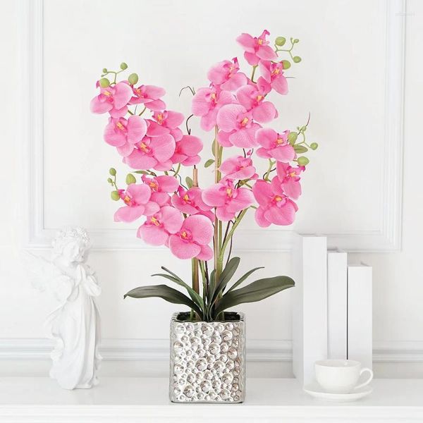 Fiori decorativi Phalaenopsis di fascia alta Fiore artificiale in vaso Set Bonsai Soggiorno Disposizione El