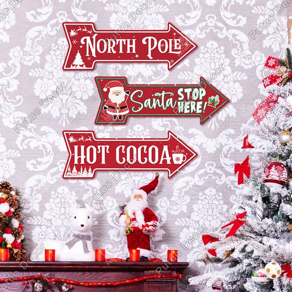 Decorações de Natal Putuo Decoração Feliz Vintage Metal Tin Sign Wall Art para Home Gate Cafe Coffee House 7,8 x 11,8 polegadas 231122