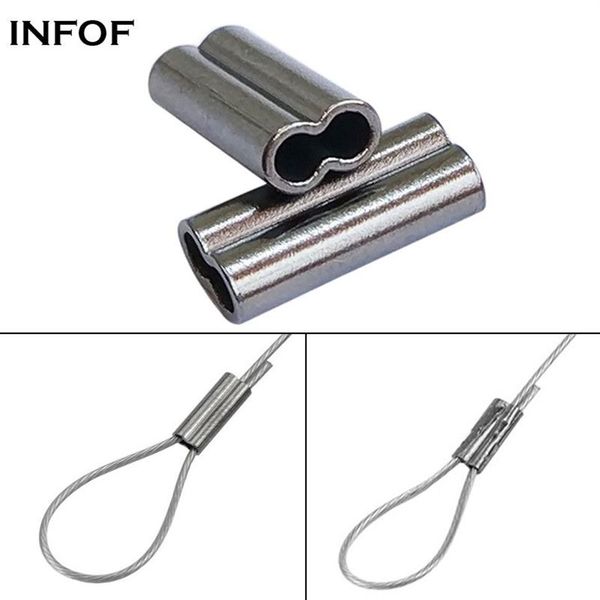 INFOF Marca 500 pçs / lote F6058 frisos de fio de pesca duplo oval tubo de cobre baixo conector de linha de pesca da carpa tackle3084