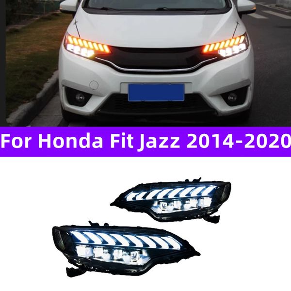 Luzes principais led para honda fit jazz 2014-20 20 red evil eye hid bi xenon faróis dianteiros substituição drl luz diurna