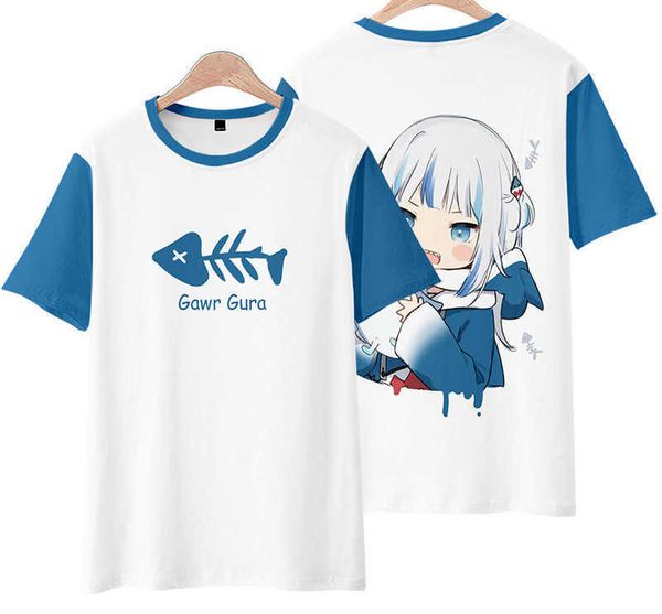 Magliette da uomo Gawr Gura Magliette con stampa 3D Anime Vtuber Uomo Donna Moda Maglietta ONeck T-shirt oversize Top Harajuku Bambini Ragazzi Ragazze Abbigliamento Z0421