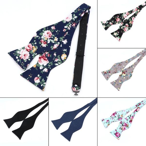 Bow Ties Moda Mens Ajustável Bowtie Auto Amarrado Algodão Vintage Floral Flor Borboleta Para Homens Clássico Presente de Festa de Casamento