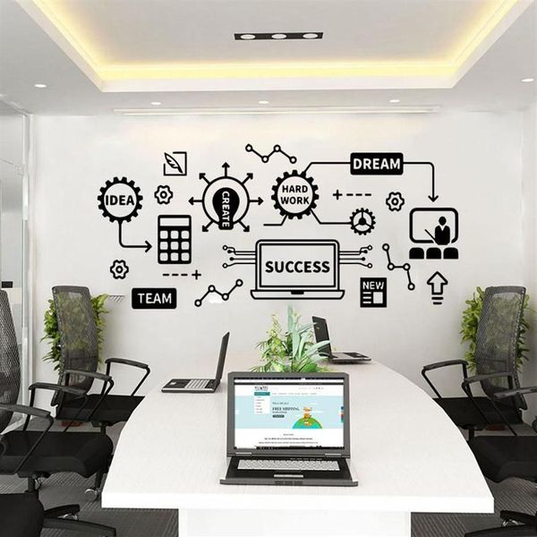 Adesivos de parede grande escritório trabalho em equipe sucesso trabalho duro adesivo equipe sonho inspirador citação motivacional geek decalque decor342o