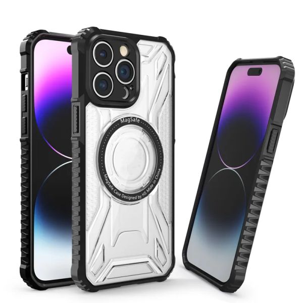 Design magnético capas de telefone para iPhone 15 14 13 12 11 Pro Max Plus Samsung Galaxy S23 Plus Uitra pára-choques Shockroof Clear Case Back Cover