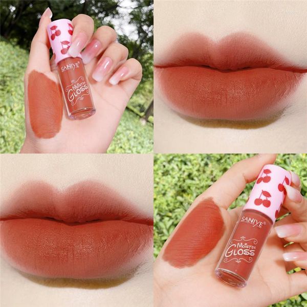 Lipgloss 8 Farbe Fruit Velvet Matte Antihaft-wasserdichte dauerhafte Tönung Nicht leicht zu verblassender Lippenstift Cute Pfirsich Liquid Lipstickm