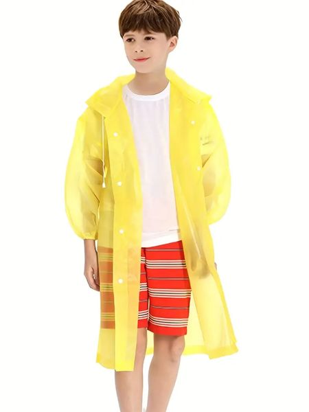 Kinder-Regenmantel, wiederverwendbarer Regenmantel, wasserdichter Regenmantel mit Kapuze, Regenumhang-Regenponchos für Jungen und Mädchen, geeignet für 6–10 Jahre