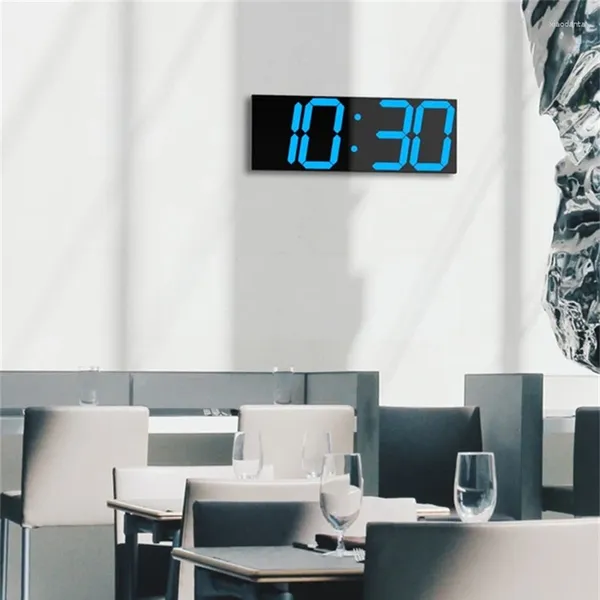 Wanduhren Wifi Digital Led Uhr Büro Rechteck Temperatur Bluetooth Ästhetische Kalender Batterie Horloge Room Decor