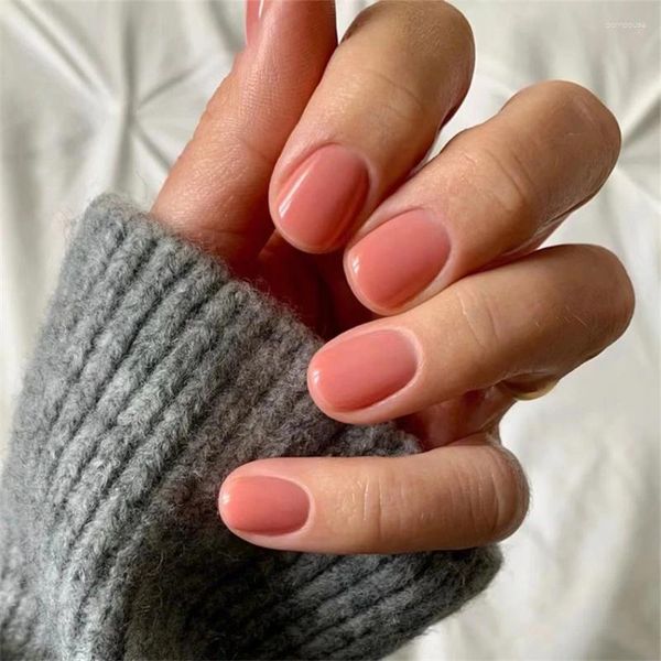 Unhas Falsas 24 Ps/lote Acrílico Artificial Curto Falso Cor Sólida Simples Coreano Imprensa Completa Nas Pontas Das Unhas Removíveis Vestindo Arte