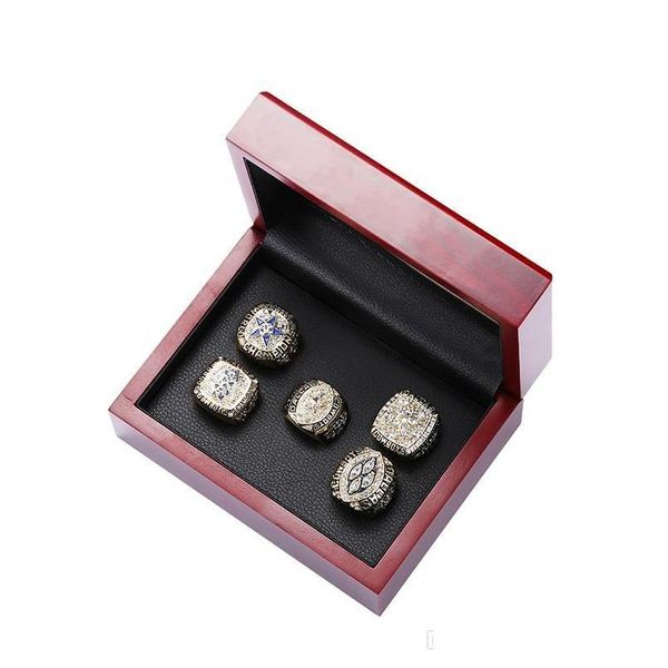 Três Anéis de Pedra Três Anéis de Pedra 5 Pcs 1971 1977 1992 1993 1995 Cowboys Championship Ring Tamanho 11 Lembrança Homens Fan Presente Atacado Dr Dhqvb