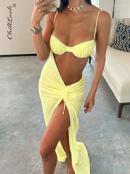 Vestidos casuais sexy corte ruched maxi mulheres elegante cordão praia festa férias split vestido longo feminino 2023 verão vestido sólido