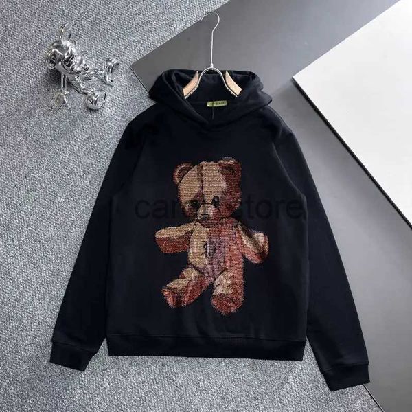 Мужские толстовки с капюшоном AlexPlein TeddyBear Rhinestones Мужская модная одежда Уличная одежда для пар Couture 2024 Осень-зима Толстовка 100% хлопок Повседневная новинка J231121