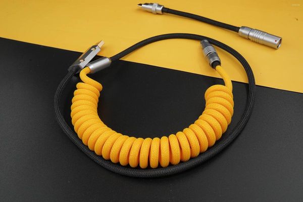 Компьютерные кабели Готовые GeekCable Изготовленная на заказ механическая клавиатура Линия передачи данных GMK Theme SP Limited Колпачок для клавиш Плетеный желтый и черный