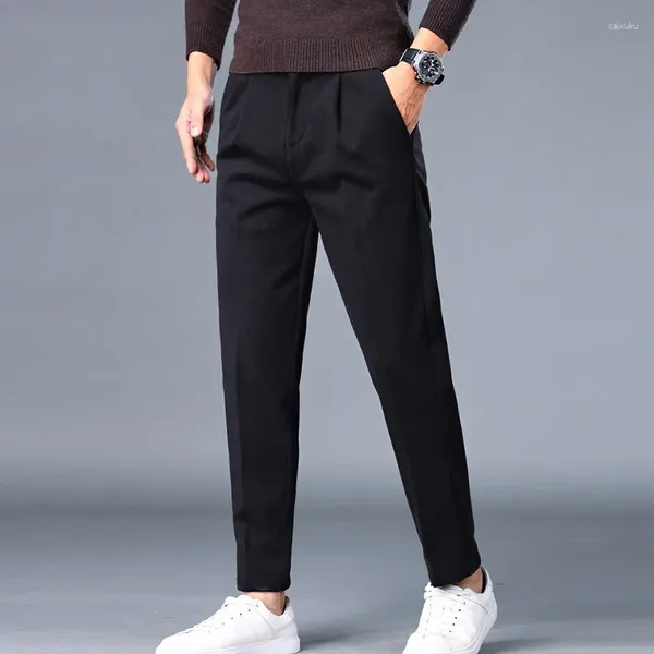 Pantaloni da uomo Autunno Inverno Uomo Lana Casual Moda coreana Semplicità Business Pantaloni caldi Maschio spesso bello dritto