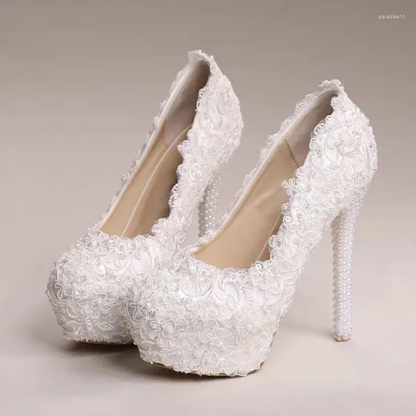 Sandálias pérola salto alto senhoras sapatos apontou toe stiletto laço branco casamento noite nupcial plataforma vestido festa luxo mulheres