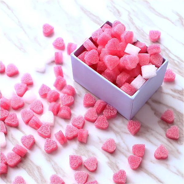 Decoração de festa 1000 pcs rosa mini coração em forma de amor talão espuma tira lodo caixa de presente fofo lodo enchimento de argila embalagem de flor de casamento enchimento 231122