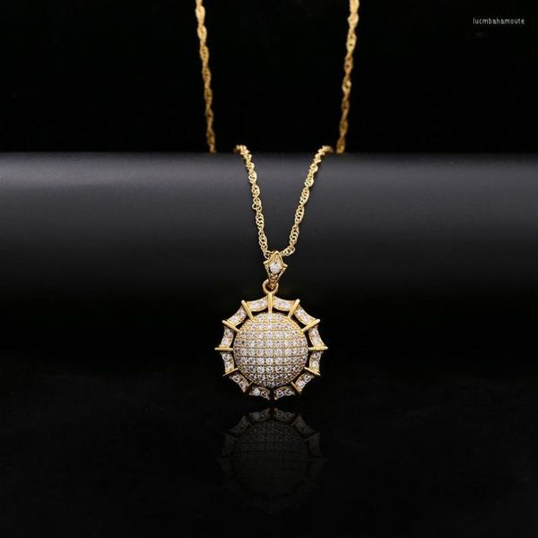 Подвесные ожерелья Effss Design Design Cz Pendants Gold Color Luxury для женщин Элегантные благородные украшения с подарками мешков/коробки AK0004