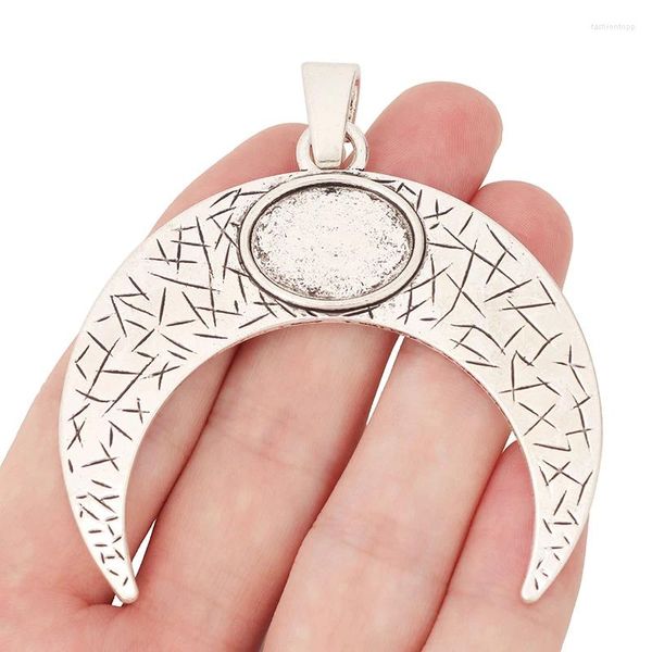 Collane con ciondolo 2 X Argento tibetano Grande doppio corno Falce di luna Pendenti con ciondoli per collana fai da te Creazione di gioielli Accessori