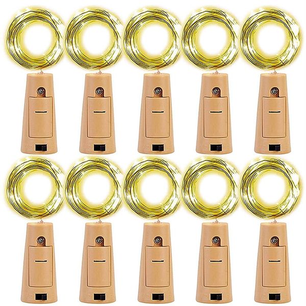 10 PCs Bateria alimentada com garrafa de garrafa de garrafa de 2M LUZES LEDA ILUMELAÇÃO DE FARTA DE VINHO DE VINHO DE VINHO DE VINHA LIGHTILIZAÇÕES DE STACKINGS BARRA COM237I