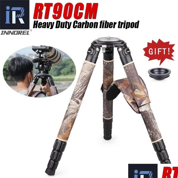 Treppiedi Rt90Cm Treppiede Professionale In Fibra Di Carbonio Mimetico Birdwatching Supporto Per Fotocamera Resistente Stabile Con Ciotola Da 75Mm Per Fotocamere Dslr Dhb6D