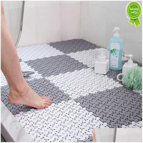 Tappetini da bagno Nuovi tappetini da bagno antiscivolo con ventosa forte Tappeto da bagno Tappetino di forma quadrata con foro di scarico Tappetino in plastica Mas Goccia di accesso Dh0Et