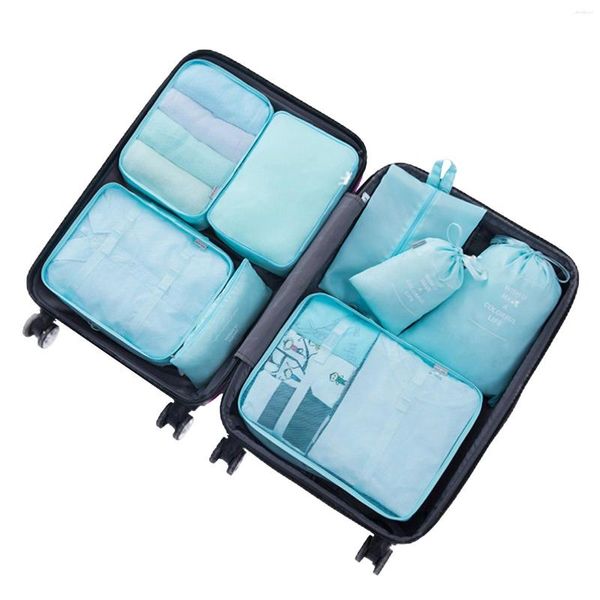 Borse portaoggetti 8 pezzi/set cubo di imballaggio di grande capacità campeggio per scarpe da viaggio vestiti valigia cosmetica pieghevole portatile leggera