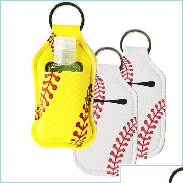 Bomboniera Bomboniera Neoprene Er Baseball Softball Portachiavi Titolari di burro di cacao per disinfettante per le mani Bottiglia di gel Supporto manica Chiave Chai Dh3Ie