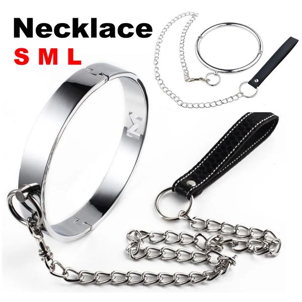 Bondage tração corrente metal pescoço colar bdsm sexy trela anel corrente escravo bondage brinquedos role play brinquedos sexuais eróticos para mulheres homens 231121