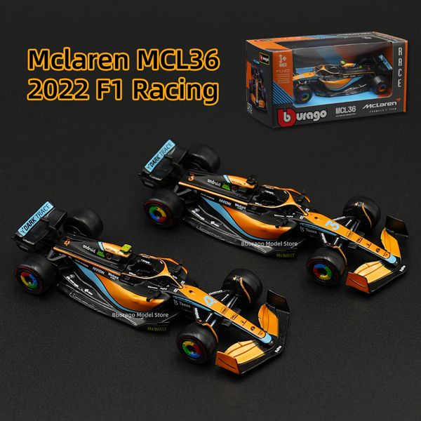 CAR ElectricRC Bburago 1 43 McLaren Mcl36 C42 75 RB18 W13 Fórmula Racing Simulação estática Diecast Alloy Modelo 230421