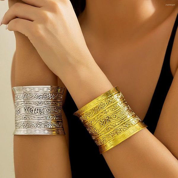 Armreif Vintage Gold Silber Farbe Offenes Armband Für Frauen Retro Schmuck Ethnische Stämme Manschette Armbänder Zubehör