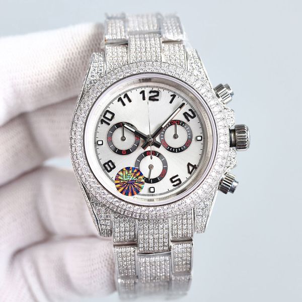All Diamond Herrenuhr Damenuhr automatische mechanische Uhr 41 mm diamantbesetztes Stahlarmband Saphir leuchtende wasserdichte Business-Uhr Zeiger Datum