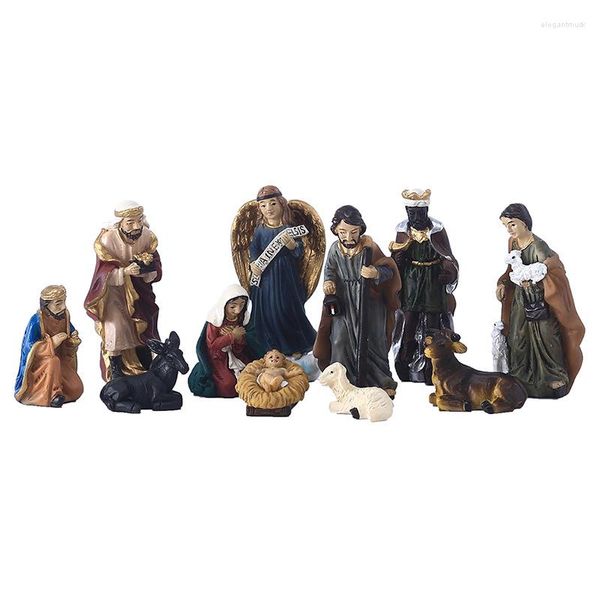 Colares pendentes diyalo natal natal jesus bebê manjedouro cenário cena natividade figuras estátua ornamentos