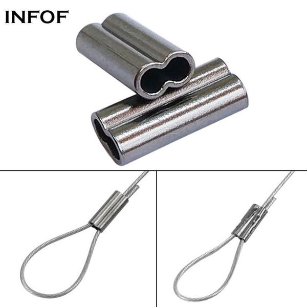 INFOF Marca 500 pçs / lote F6058 fio de pesca frisos duplo oval tubo de cobre baixo conector de linha de pesca da carpa tackle245F