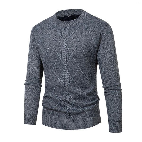 Suéter dos homens Mens Sweater Outono e Inverno Rhombock Nkit Crewneck Placa de cor sólida é a forma Roupas masculinas Blusa macia Jumpers