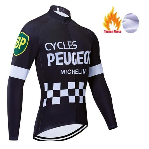 2022 Peugeot Maglia da ciclismo in pile termico invernale MTB Abbigliamento da bici Camicie da ciclismo Lunga Ropa Ciclismo Invierno Hombre Maillot3048