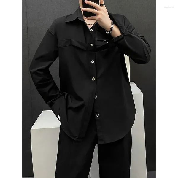 Camicie casual da uomo Primavera Autunno Edizione coreana Top semplice camicia a maniche lunghe solida Abiti larghi monopetto belli