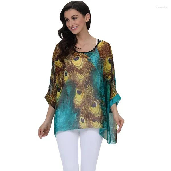 Camicette da donna BHflutter Donna 2023 Moda O Collo Batwing Camicetta estiva Boho Style Beach Camicie in chiffon Top Plus Size 4XL 5XL 6XL