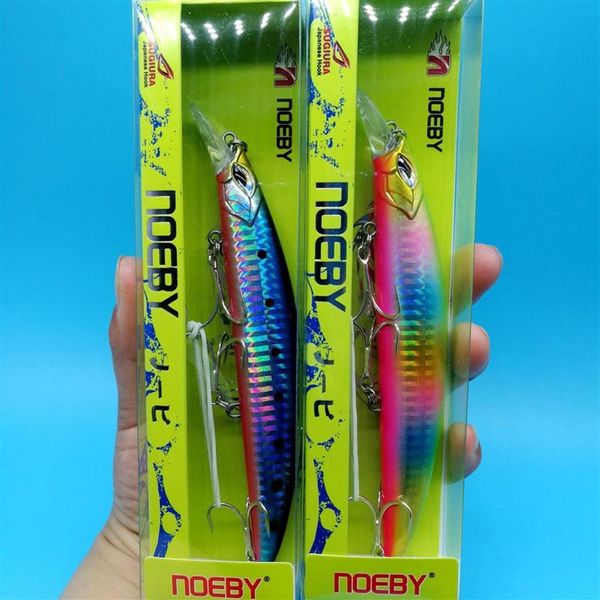 NOEBY 2 Stück 2019 NEU Schwimmender Minnow-Angelköder 23 g 130 mm 4 Farben Tiefe 0–1 5 m Wobbler Harter Köder Salzwasser-Angelgerät T20332z