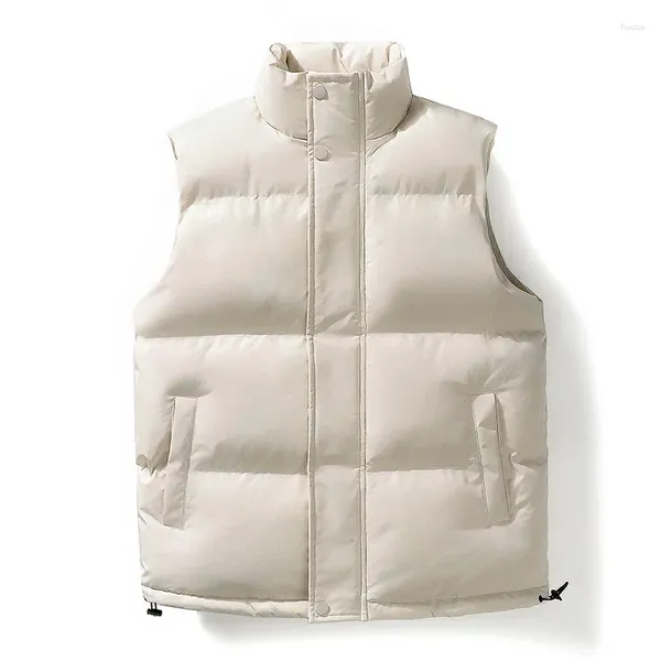 Gilet da uomo Autunno Inverno Giacca calda Gilet senza maniche con cerniera Tinta unita Capispalla ispessito imbottito in cotone casual Esterno maschile