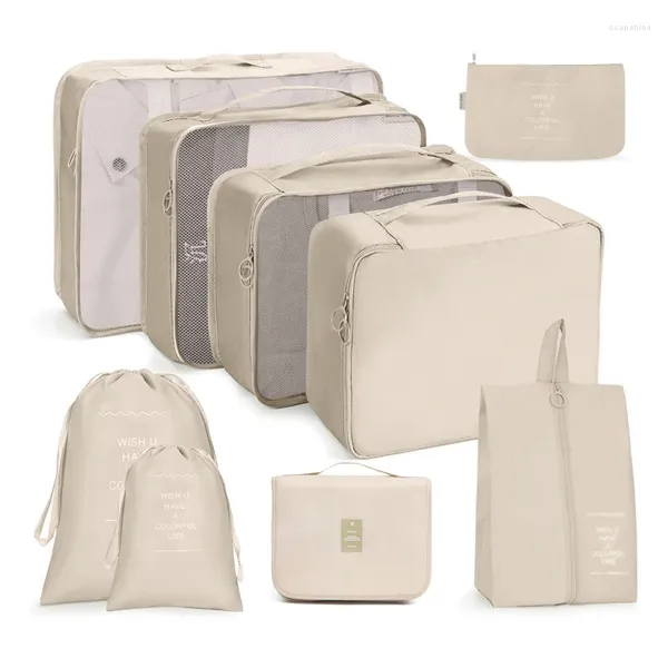 Sacos de armazenamento 9 pcs organizador de viagem mala conjunto de embalagem casos organizadores de bagagem portátil roupas sapato bolsa arrumada