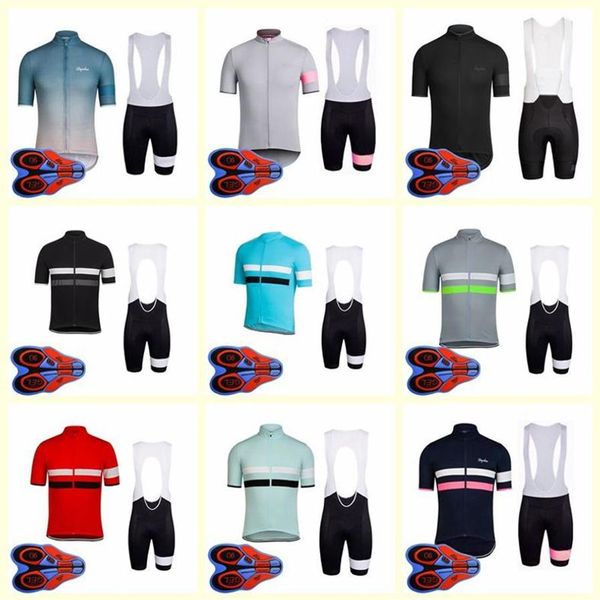 Set di pantaloncini con bretelle in jersey a maniche corte da ciclismo della squadra RAPHA Camicie da uomo MTB Kit di abbigliamento da bici traspirante Top sportivi ad asciugatura rapida U82002252D