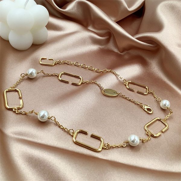 Colar de ouro de grife para mulheres colares de casamento de pérolas homens colar de jóias de luxo conjunto de jóias