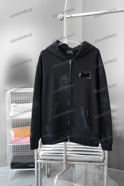 xinxinbuy Männer Designer Hoodie Sweatshirt Schlamm Welle Brief Stickerei zerstört Langarm Frauen blau schwarz grün grau M-2XL