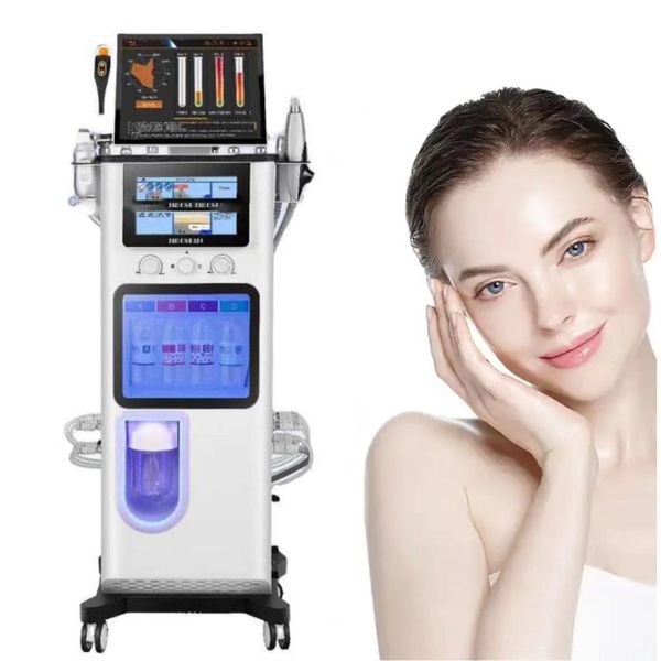 2024 Nova tendência de máquina hidro facial Aqua Peeling Dermoabrasão Hydra Facials Machine/H2O2 14 em 1 Limpeza Profunda Oxigênio Spray Hidrofacial Máquina Analisadora de Pele