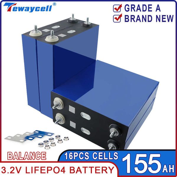 Nuova batteria 3.2V 155AH Lifepo4 Cella al litio ferro fosfato Ricaricabile Prismatic Power RV PV Sistema solare Energia EU US TAX FREE