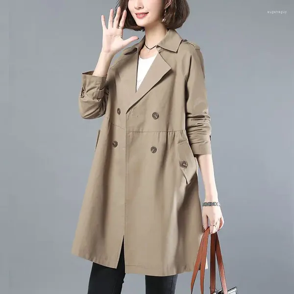 Trench da donna Cappotto di media lunghezza 2023 Primavera Autunno Stile coreano Allentato Top UK Moda Donna Abbigliamento Giacca a vento femminile Sopra