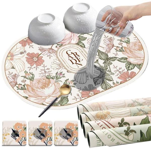 Tovagliette Tappetino drenante assorbente Controsoffitto da cucina Tappetino per asciugatura Bancone Caffettiera Decorazione antiscivolo