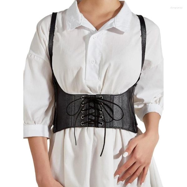 Gürtel Y166 Sexy Frauen Unterbrust Korsett mit verstellbarem Schultergurt Frau Steampunk Maskerade Party Crop Top Abnehmen