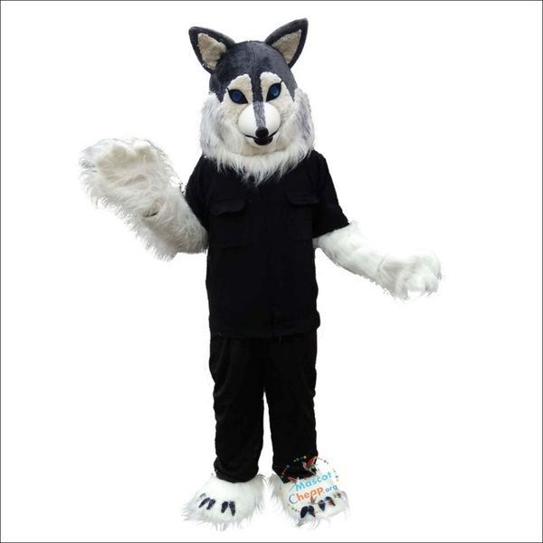 Alta Qualidade Polícia Lobo Cinzento Dos Desenhos Animados Mascote Traje Halloween Natal Fantasia Vestido Dos Desenhos Animados Personagem Terno Carnaval Unissex Adultos Outfit