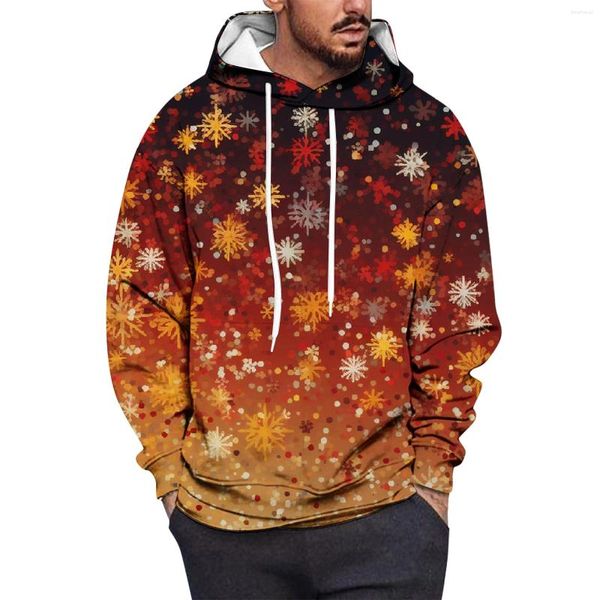 Hoodies masculinos natal 3d impresso para roupas masculinas moda floco de neve gráfico moletom com capuz presentes de natal pullovers y2k topos masculino